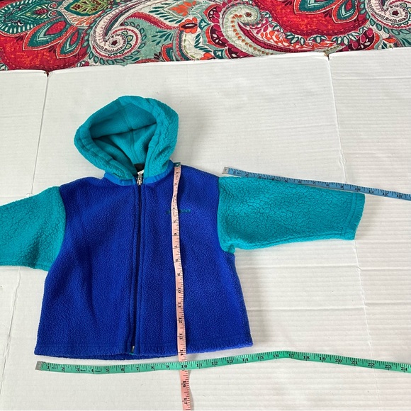 Patagonia Jacket Fleece Hooded Full Zip Blue Green Colorblock Vintage 90’s 24 mo - Picture 7 of 10